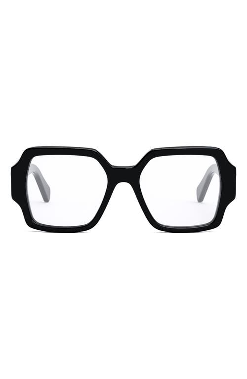 CELINE Triomphe 52mm Square Reading Glasses in Shiny Black at Nordstrom
