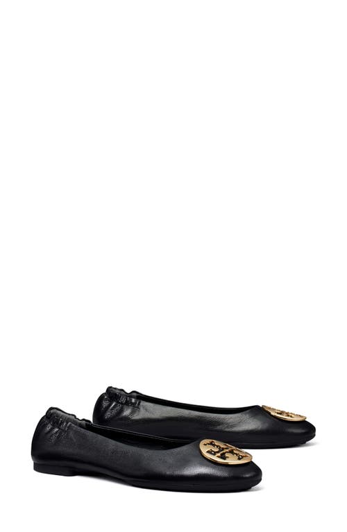 Tory Burch Claire Ballet Flat In Black/black/gold