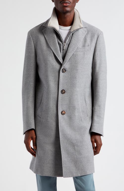 Eleventy Wool Flannel Topcoat with Removable Bib Medium Grey at Nordstrom, Us