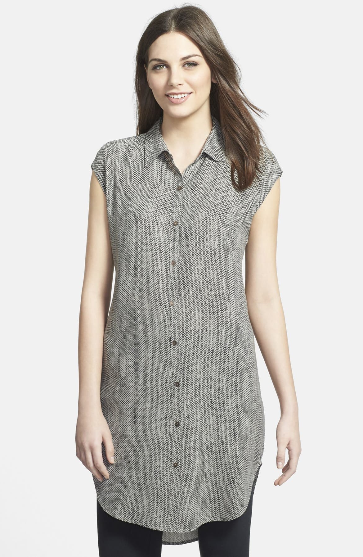 Eileen Fisher Classic Collar Silk Tunic Shirt (Online Only) | Nordstrom