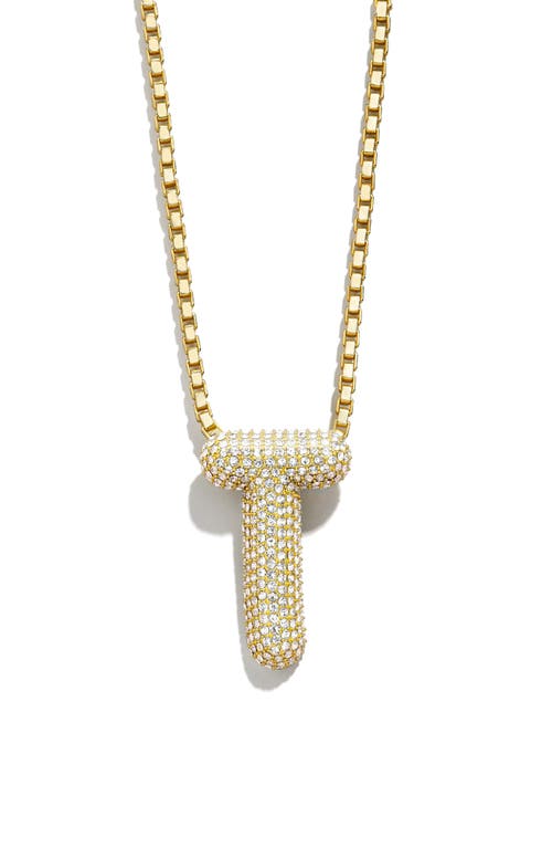 Pavé Crystal Bubble Initial Pendant Necklace in Gold T