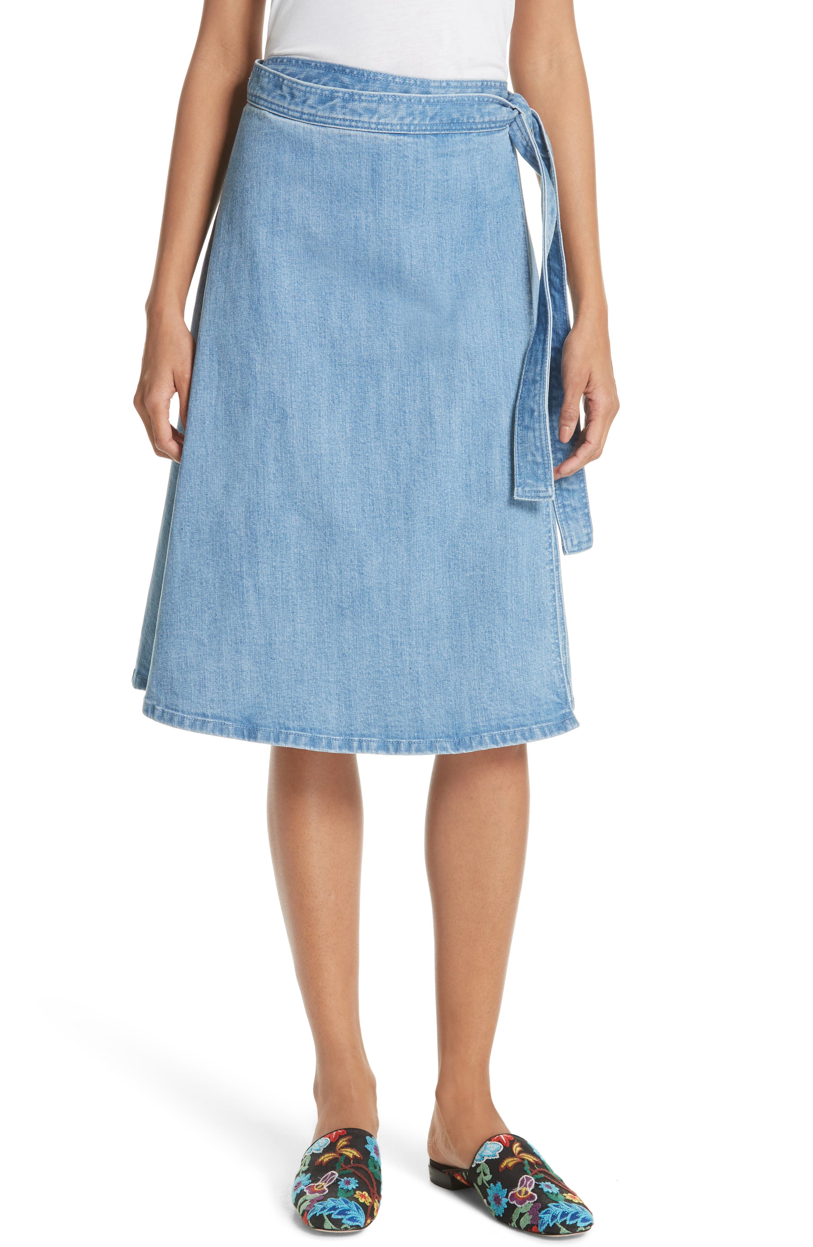 kate spade denim wrap skirt