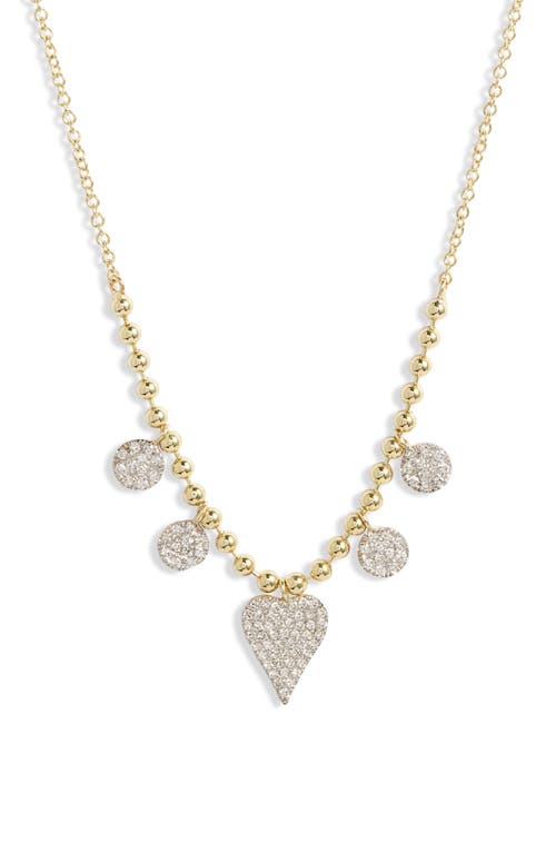 Meira T Diamond Charm & Heart Pendant Necklace in Yellow at Nordstrom, Size 18