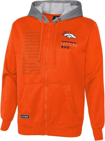 Outerstuff Men's Orange Denver Broncos Combine Authentic Field Play  Full-Zip Hoodie Sweatshirt
