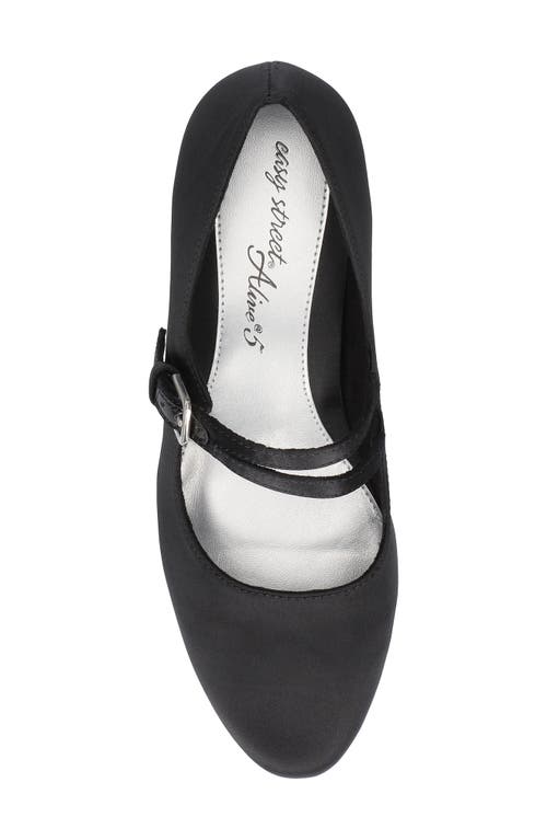 Easy Street Meryl Womens Buckle Faux Leather Mary Jane Heels In Black Satin