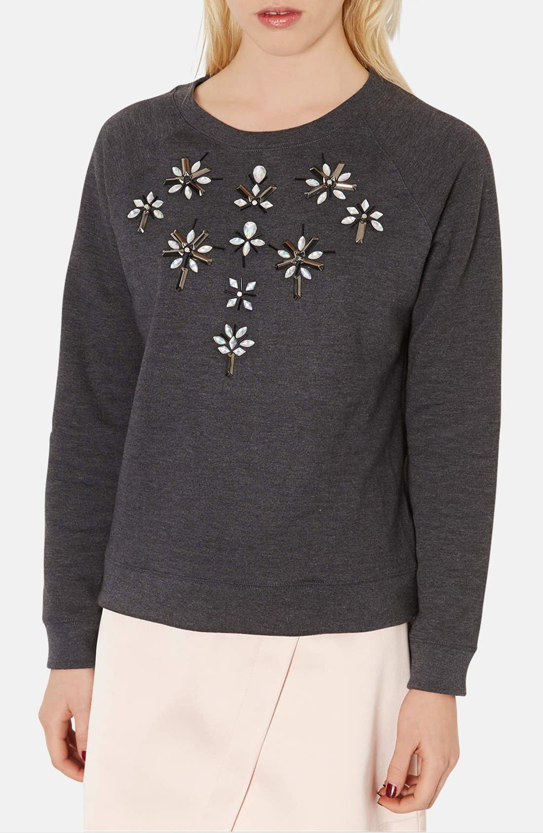 Embellished Cotton Blend Sweater Nordstrom