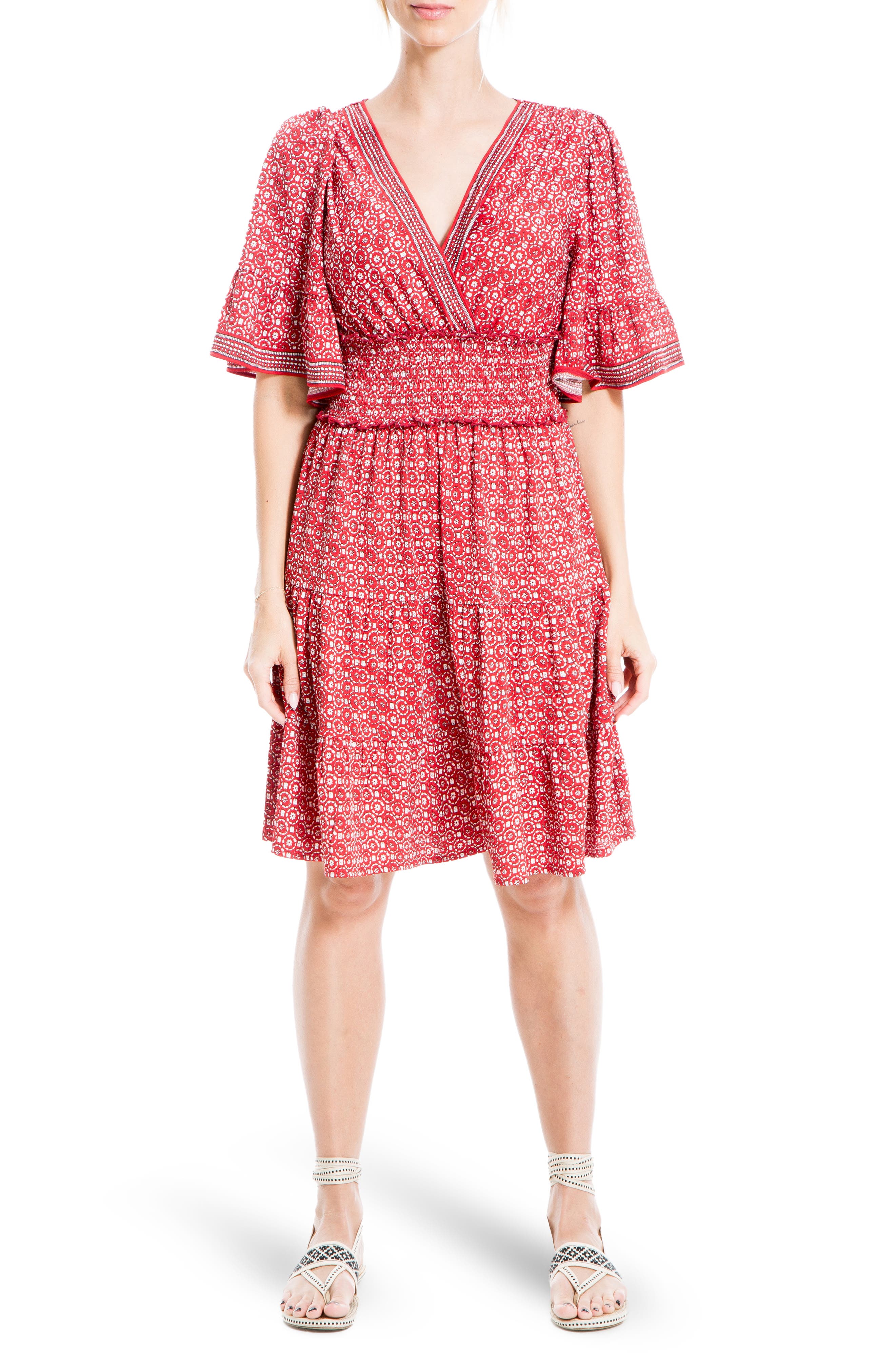 MAXSTUDIO Smocked Waist Flutter Sleeve 