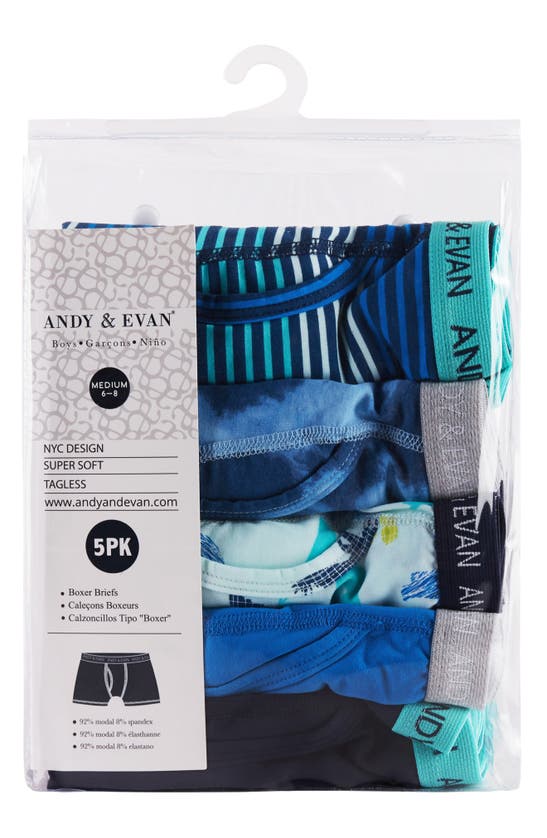 Shop Andy & Evan Kids' Assorted 5-pack Boxer Briefs In Blue Dino