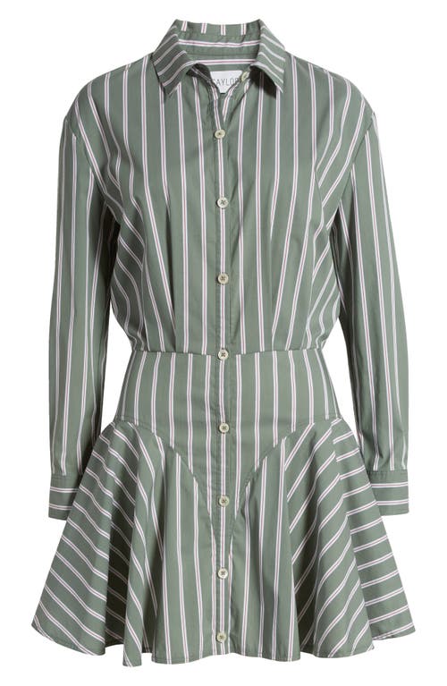 Shop Saylor Naeem Stripe Long Sleeve Shirtdress In Juniper