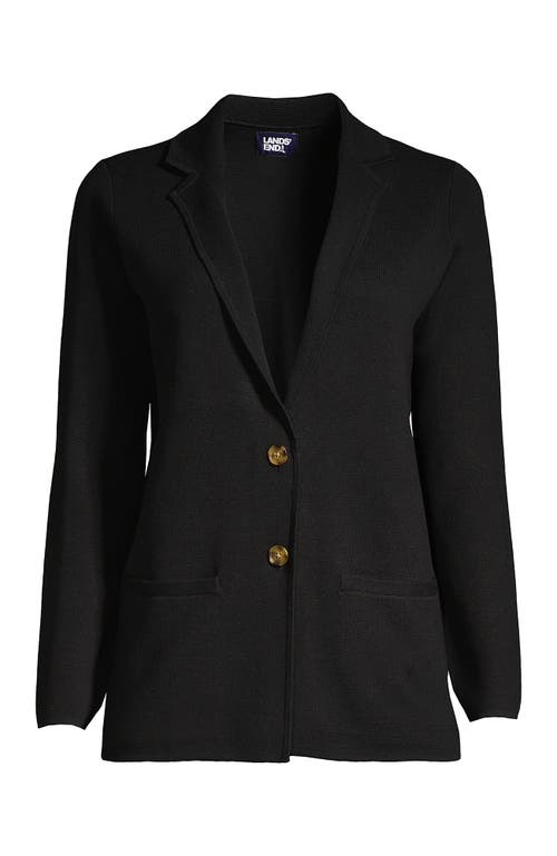 LANDS' END LANDS' END FINE GAUGE COTTON BUTTON FRONT BLAZER SWEATER