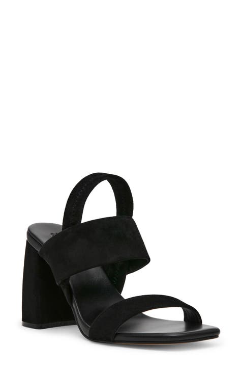 Black suede sandals block heel best sale