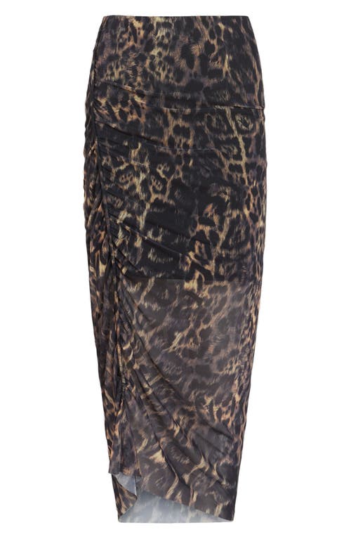 Shop Allsaints Nora Floral Print Mesh Skirt In Jinx Golden Brown