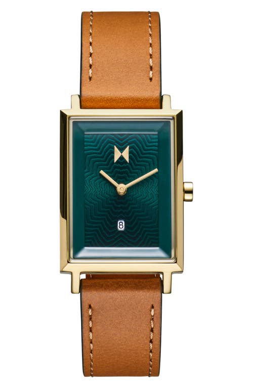 MVMT Signature Square Alpine Treasure Leather Strap Watch, 24mm in Green 