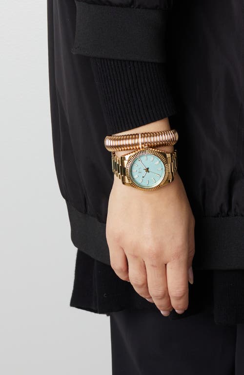 Shop Rachie Shnay The Monaco Bracelet Watch, 40mm In Siesta Blue