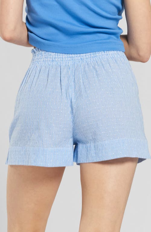 Shop Peachaus Lomandra Ethical-cotton Pajama Shorts In Mountain Blue