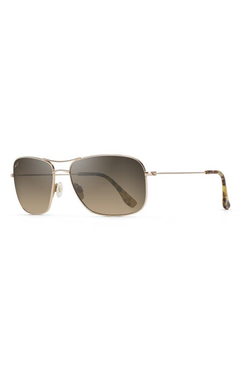 Shop Maui Jim Wiki Wiki 59mm Polarized Aviator Sunglasses In Gold/bronze