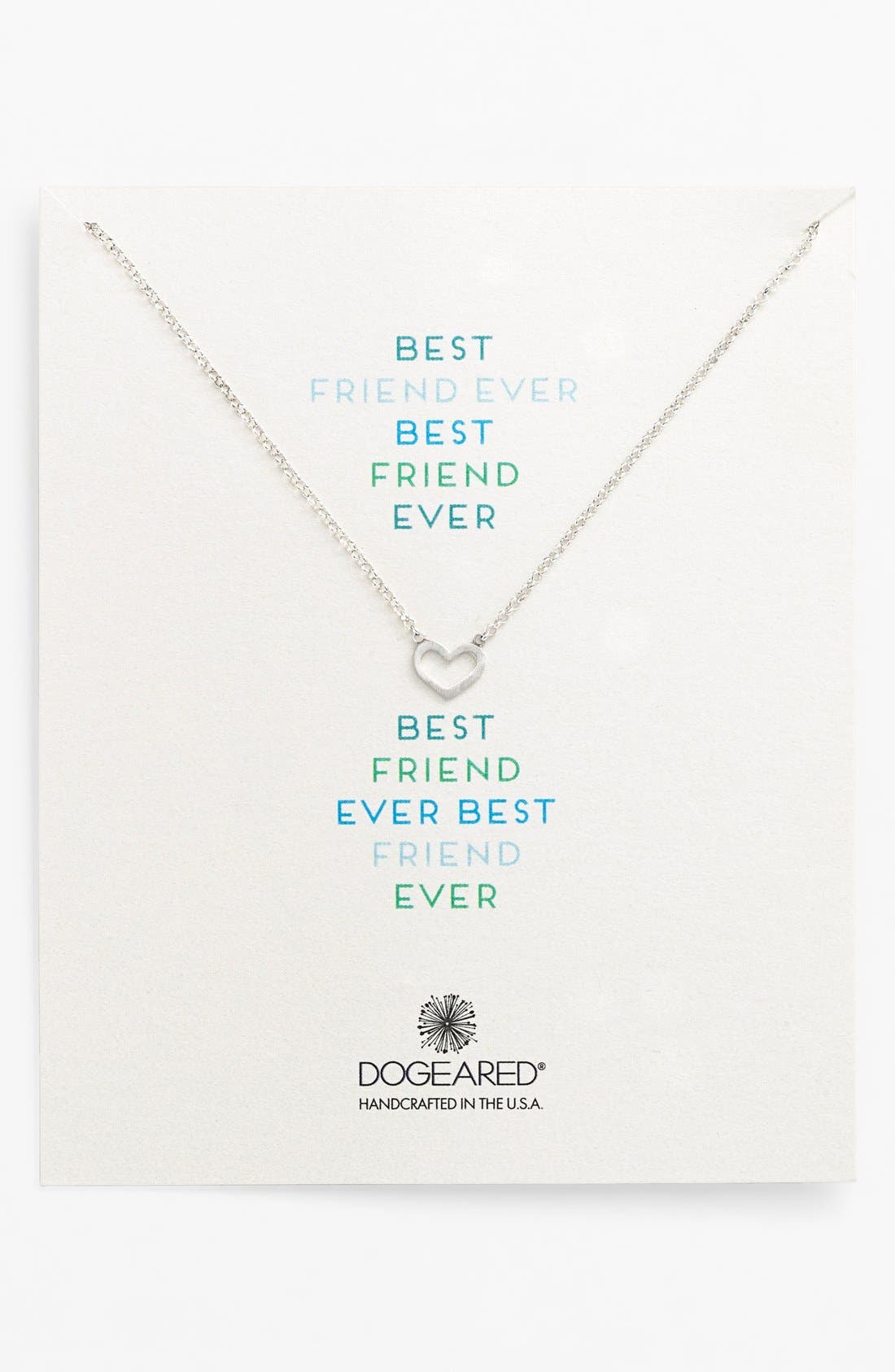 Dogeared 'Reminder Best Friend Ever' Boxed Heart Pendant Necklace