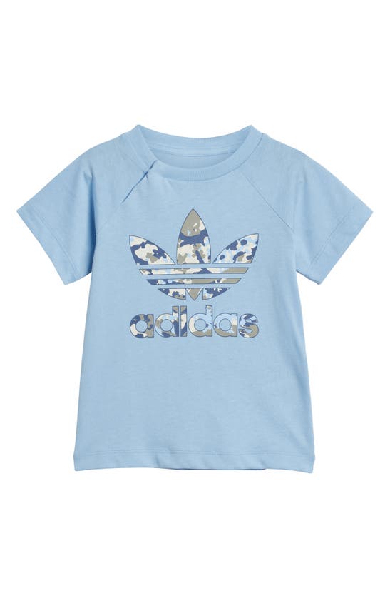 Shop Adidas Originals Kids' Camo Graphic T-shirt & Shorts Set In Clear Sky