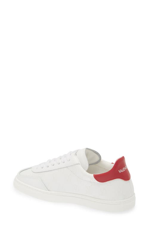 Valentino By Mario Valentino Guiditta Leather Sneaker In White Red
