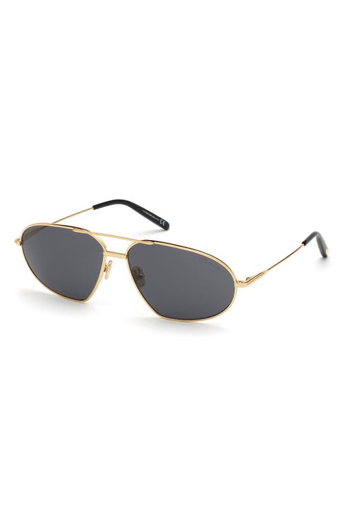 Shop Tom Ford Bradford 63mm Oversize Pilot Sunglasses In Shiny Deep Gold/smoke