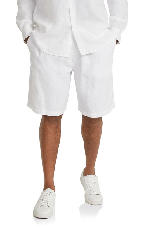 Resort Linen Drawstring Shorts in White