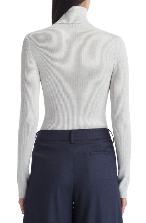 Shop Twp Merino Wool Rib Turtleneck Sweater In White Heather Grey