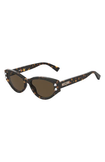 Shop Moschino 55mm Cat Eye Sunglasses In Havana/brown