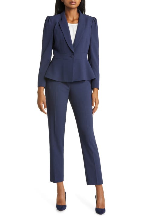 Le Suit Essentials Dark Beige Lined Button Jacket Side Zip Pants Suit Set  Sz 12P