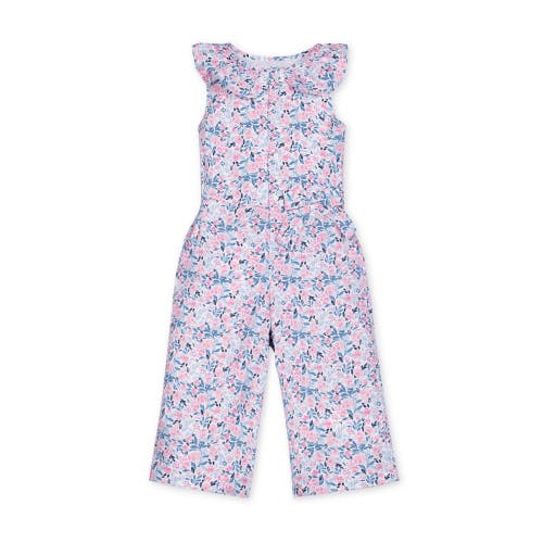 Hope & Henry Kids'  Girls' Sleeveless Round Collar Button Front Jumpsuit, Infant In English Floral