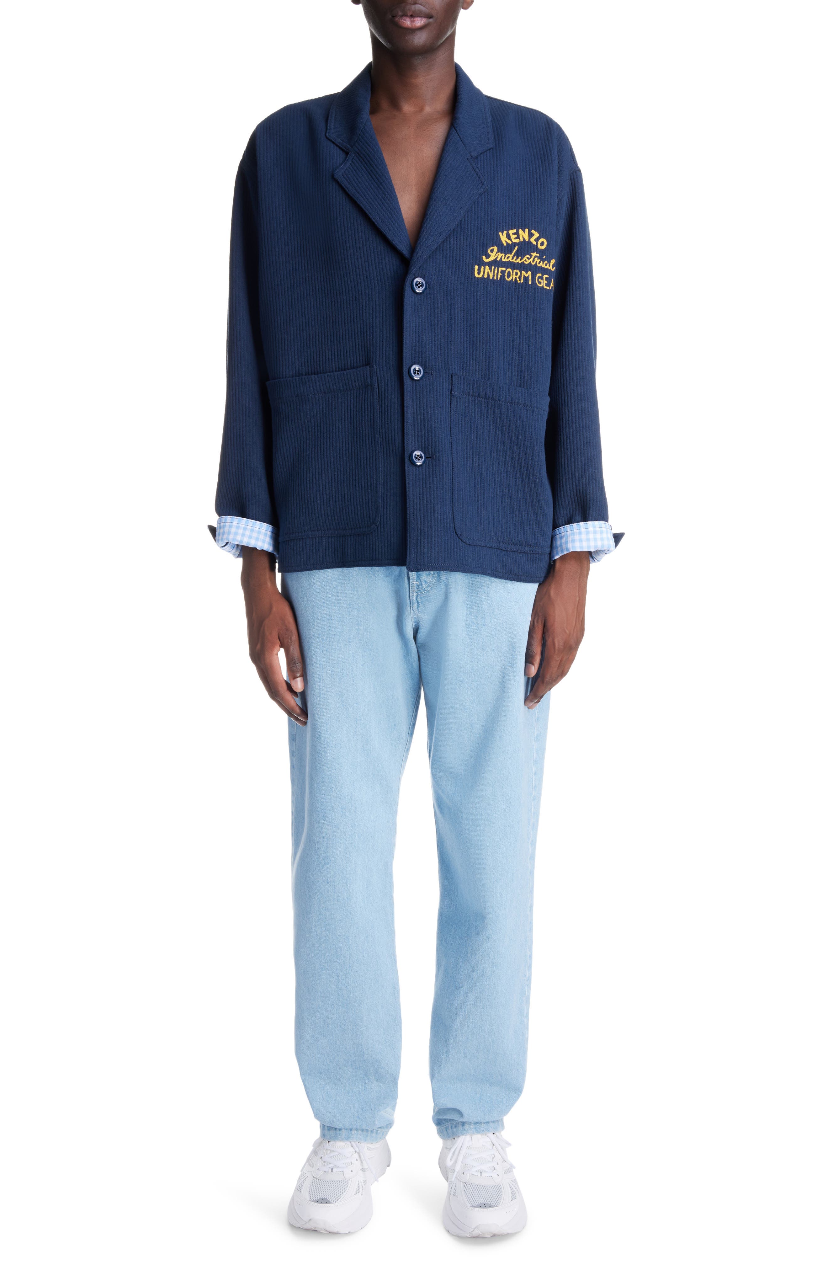 KENZO Drawn Varsity Logo Embroidered Cotton Corduroy Workwear