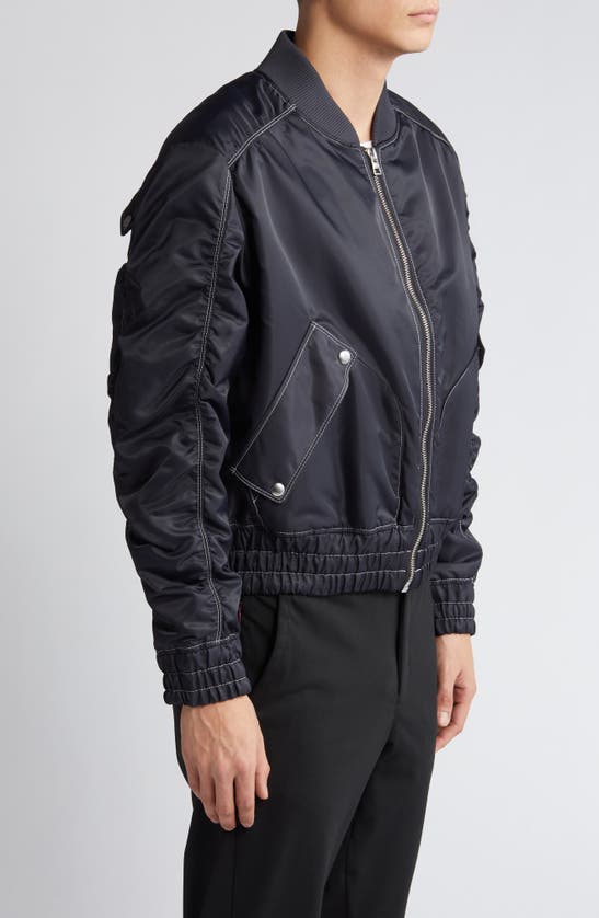 Shop Hugo Boss Bokly Water Repellent Bomber Jacket In Charcoal