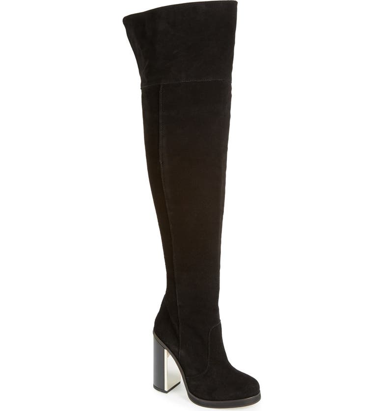 TOPSHOP 'Carbon' Over the Knee Boot, Main, color, Black