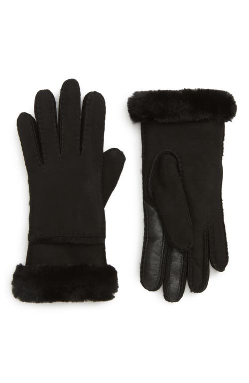 UGG(R) Seamed Touchscreen Compatible Genuine Shearling Lined Gloves in Black