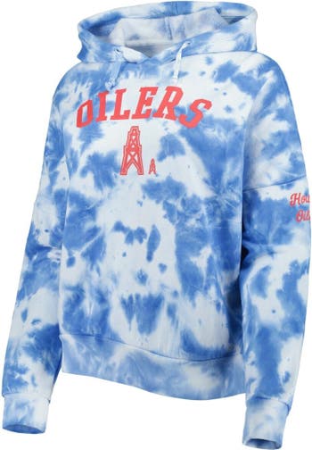New Era Red/Light Blue Houston Oilers Colorblock Throwback Pullover Hoodie
