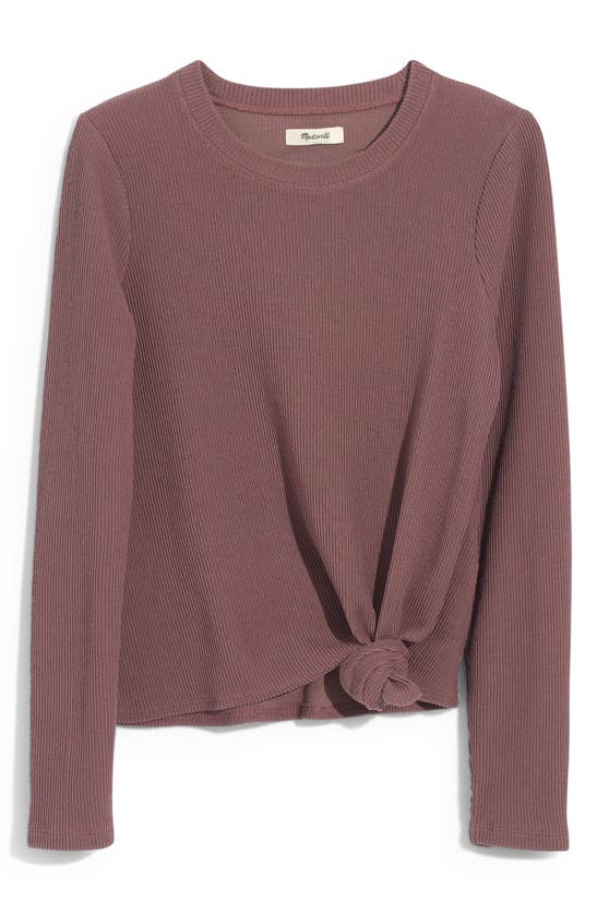 Madewell Elwood Knot Front Top In Frosty Mauve