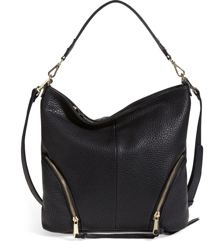 POVERTY FLATS BY RIAN 'Round Zip' Hobo Bag, Main, color, Black