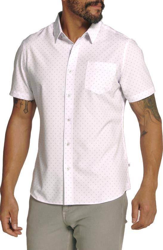 Shop 7 Diamonds Gareth Floral Dot Short Sleeve Performance Button-up Shirt In White