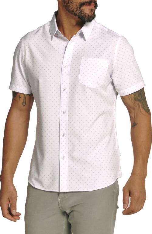 Gareth Floral Dot Short Sleeve Performance Button-Up Shirt in White