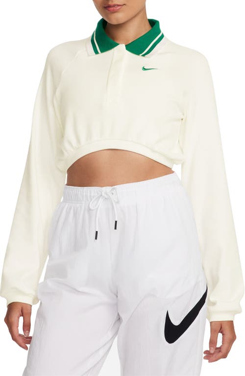 Nike Sportswear Collection Long Sleeve Crop Polo In Sail/malachite/malachite