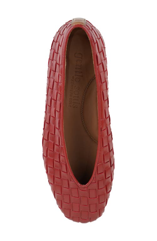 Shop Gentle Souls By Kenneth Cole Willow Woven Flat In Burnt Red Leather