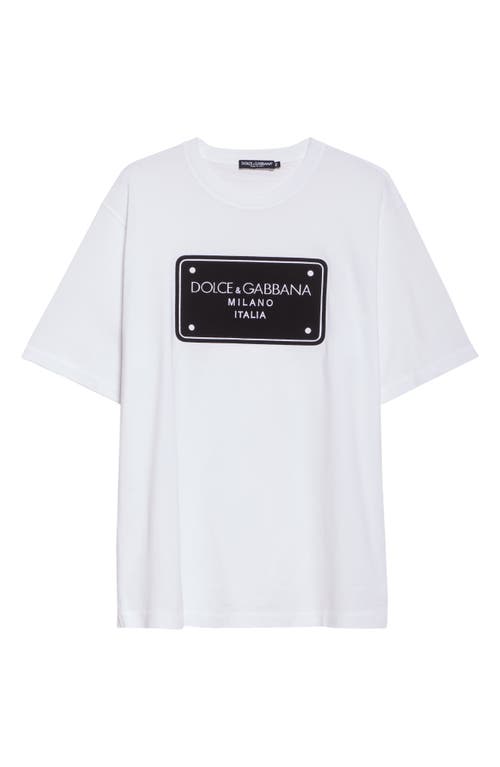 Dolce & Gabbana Dolce&gabbana Re-edition Logo Tag Cotton T-shirt In W0800 Bianco Ottico