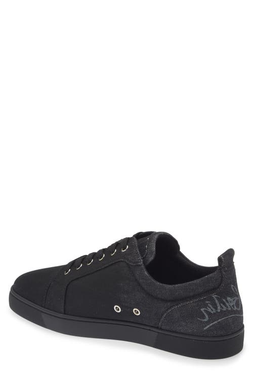 Shop Christian Louboutin Fun Louis Denim Low Top Sneaker In B619 Black-black