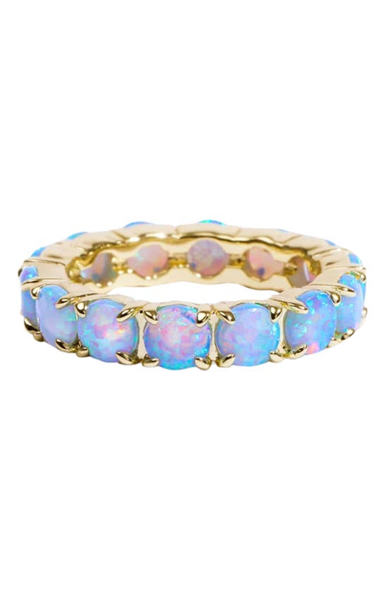 Shop Melinda Maria Grand Heiress Statement Ring In Blue Opal/ Gold