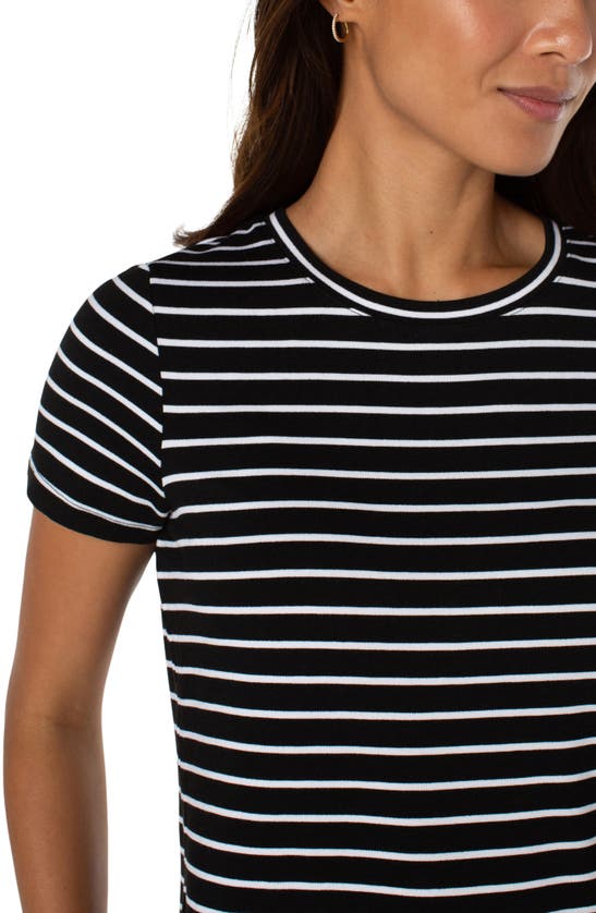 Shop Liverpool Los Angeles Stripe Crewneck T-shirt In Black W/ White Stripe