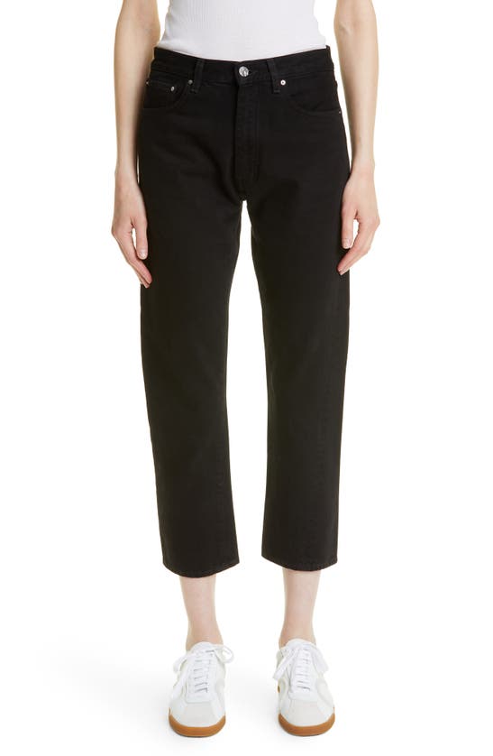 Totême Twisted Seam High Waist Straight Leg Jeans In Black 204