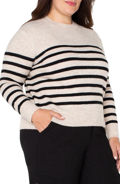 Shop Liverpool Los Angeles Stripe Crewneck Sweater In Oatmeal Heather Stripe