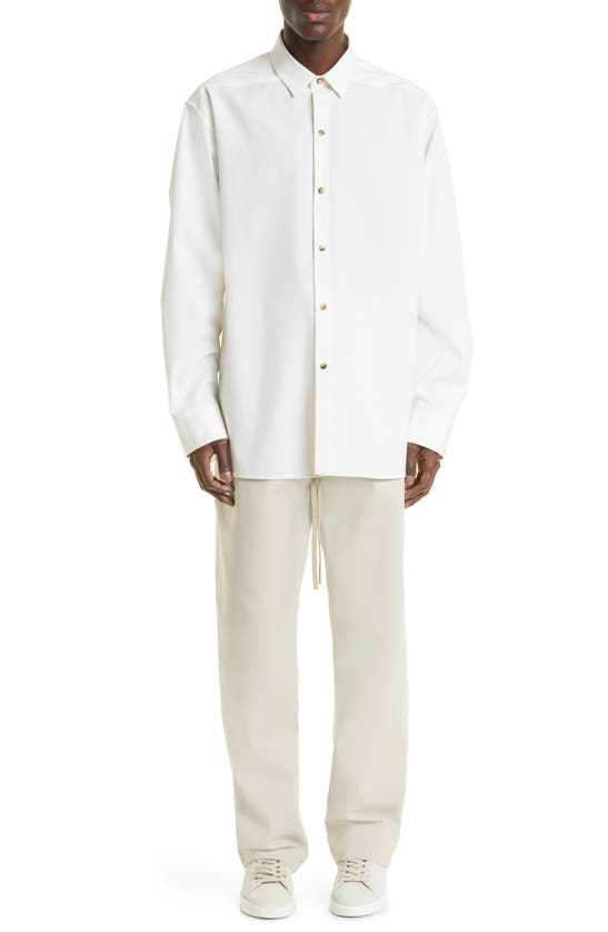 Fear Of God Eternal Stretch Cotton & Wool Button-up Shirt In Cream