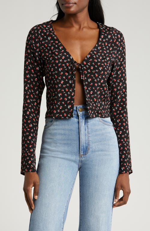 Rolla’s Rolla's Maggie Floral Tie Front Top in Black