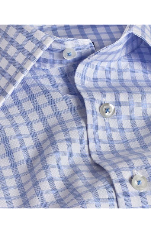 Shop David Donahue Regular Fit Dobby Check Cotton Dress Shirt In White/sky