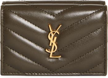 Tiny origami wallet in quilted grained leather, Saint Laurent